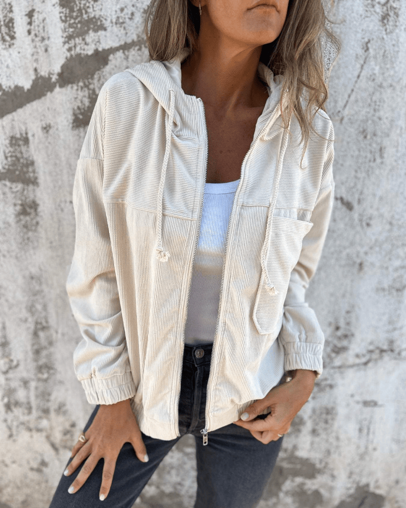 Ella™ | Cord-Kapuzenjacke mit Reißverschluss