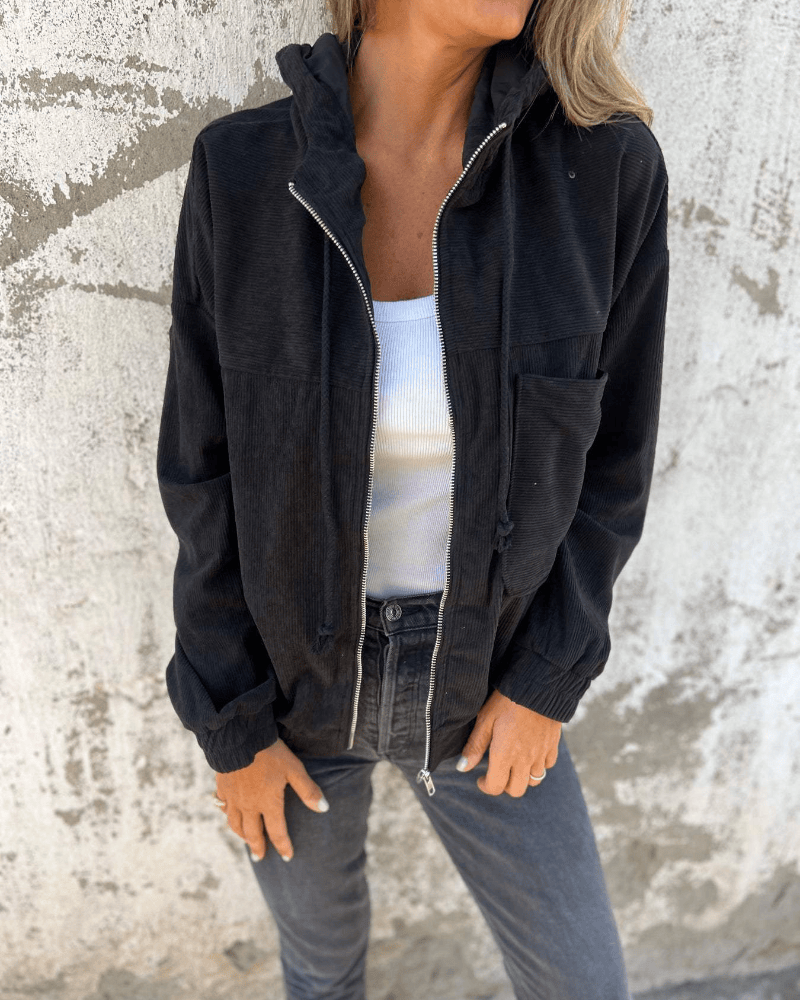 Ella™ | Cord-Kapuzenjacke mit Reißverschluss
