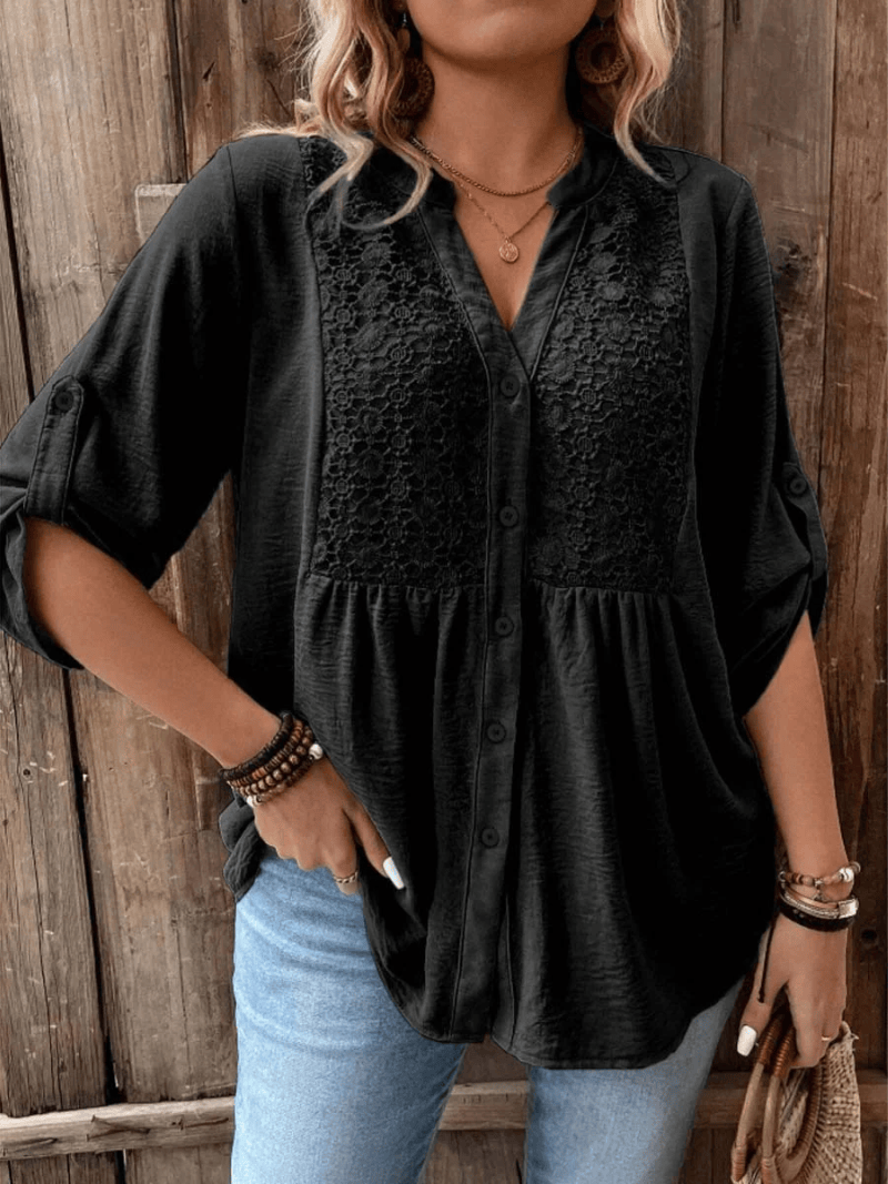 Noor – Blouse met V-hals en knopen