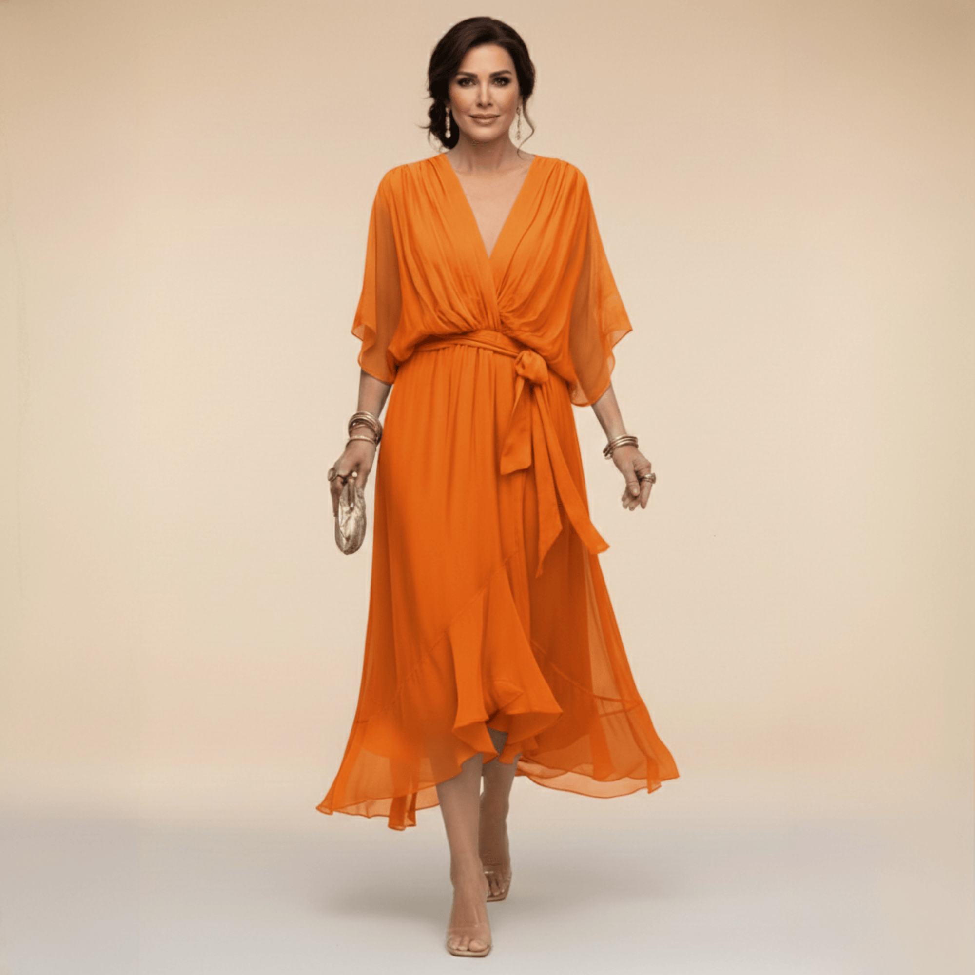 MARTA™ | VESTIDO DE CHIFFON CON ESCOTE EN V