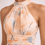 CAMILLE - Robe Halter Aquarelle
