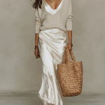 Elena | Abito Midi Satinato con Maglione Incluso
