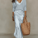 Elena | Abito Midi Satinato con Maglione Incluso