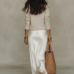 Elena | Abito Midi Satinato con Maglione Incluso