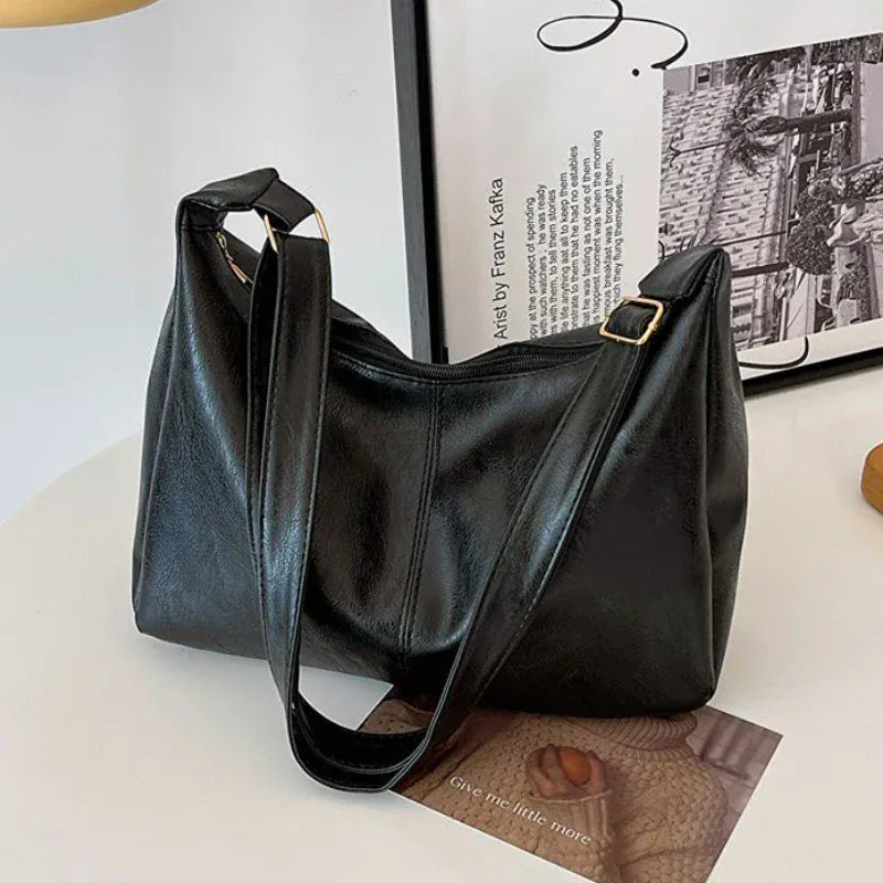 PU-Leder Pendler Mode Vintage Casual Tote Bag Maillard Stilvolle Umhängetaschen für Frauen Textur Große Kapazität Temperament