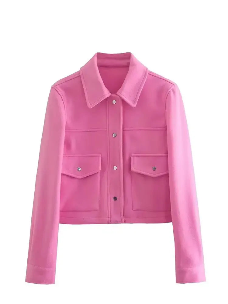 HH Jacken Für Frauen Herbst Fashion Solid Front Taschen Taste Langarm Jacke Elegante Frau Casual Oberbekleidung Mantel