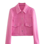 HH Jacken Für Frauen Herbst Fashion Solid Front Taschen Taste Langarm Jacke Elegante Frau Casual Oberbekleidung Mantel