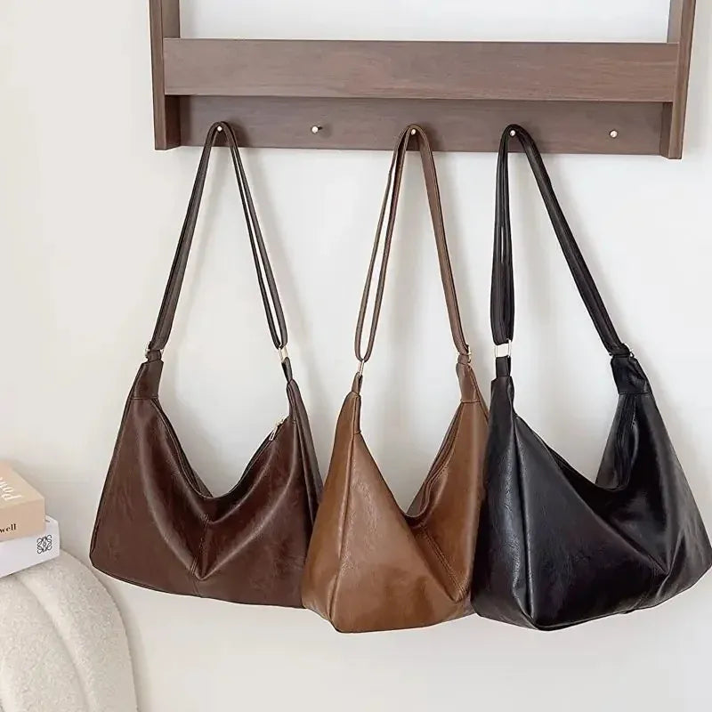 PU-Leder Pendler Mode Vintage Casual Tote Bag Maillard Stilvolle Umhängetaschen für Frauen Textur Große Kapazität Temperament
