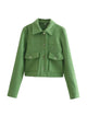 HH Jacken Für Frauen Herbst Fashion Solid Front Taschen Taste Langarm Jacke Elegante Frau Casual Oberbekleidung Mantel