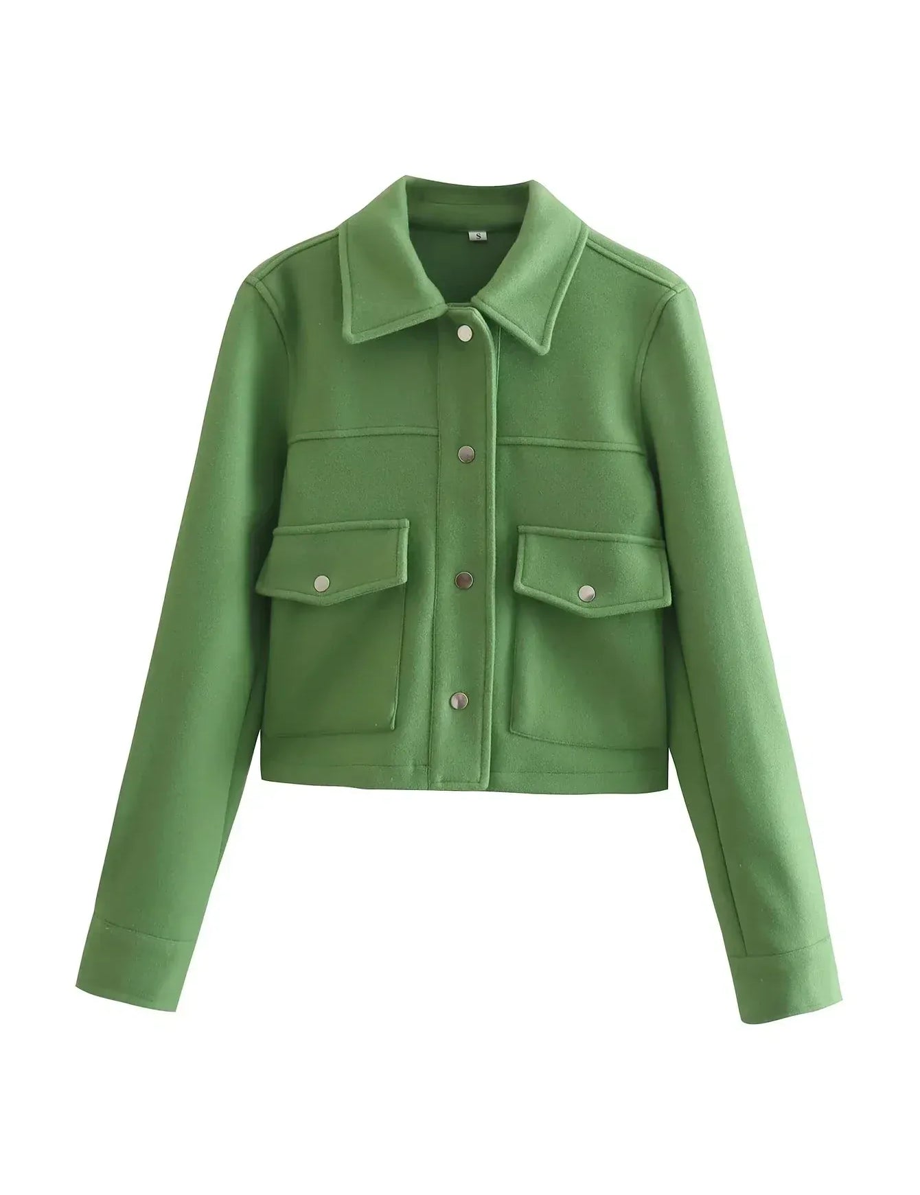 HH Jacken Für Frauen Herbst Fashion Solid Front Taschen Taste Langarm Jacke Elegante Frau Casual Oberbekleidung Mantel