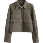 HH Jacken Für Frauen Herbst Fashion Solid Front Taschen Taste Langarm Jacke Elegante Frau Casual Oberbekleidung Mantel