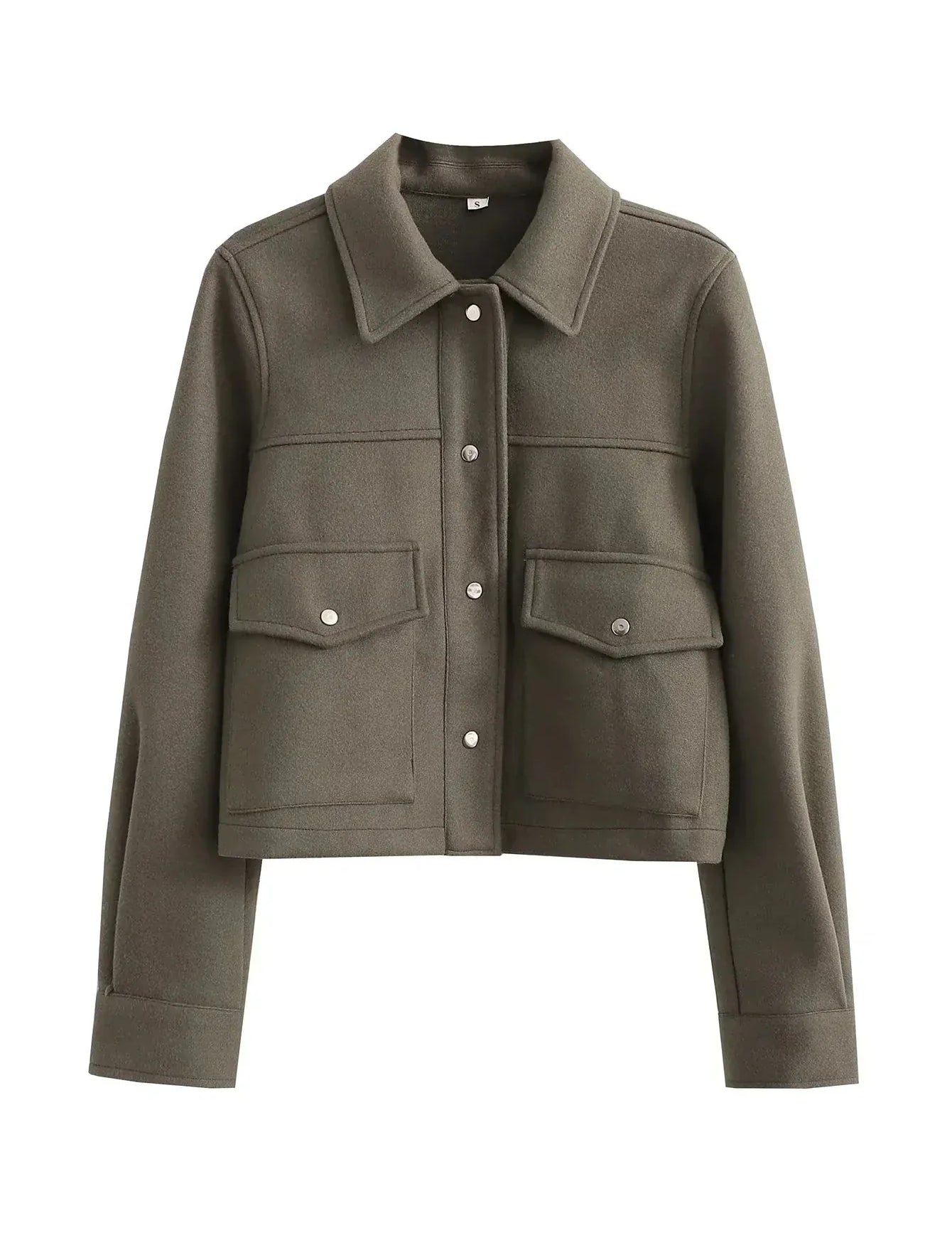 HH Jacken Für Frauen Herbst Fashion Solid Front Taschen Taste Langarm Jacke Elegante Frau Casual Oberbekleidung Mantel