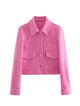 HH Jacken Für Frauen Herbst Fashion Solid Front Taschen Taste Langarm Jacke Elegante Frau Casual Oberbekleidung Mantel