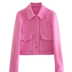 HH Jacken Für Frauen Herbst Fashion Solid Front Taschen Taste Langarm Jacke Elegante Frau Casual Oberbekleidung Mantel