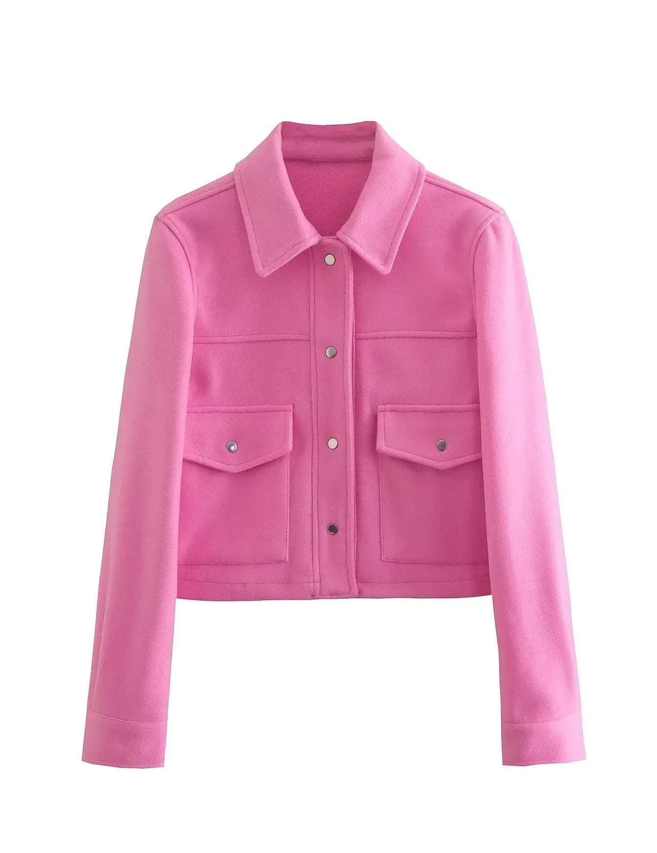 HH Jacken Für Frauen Herbst Fashion Solid Front Taschen Taste Langarm Jacke Elegante Frau Casual Oberbekleidung Mantel