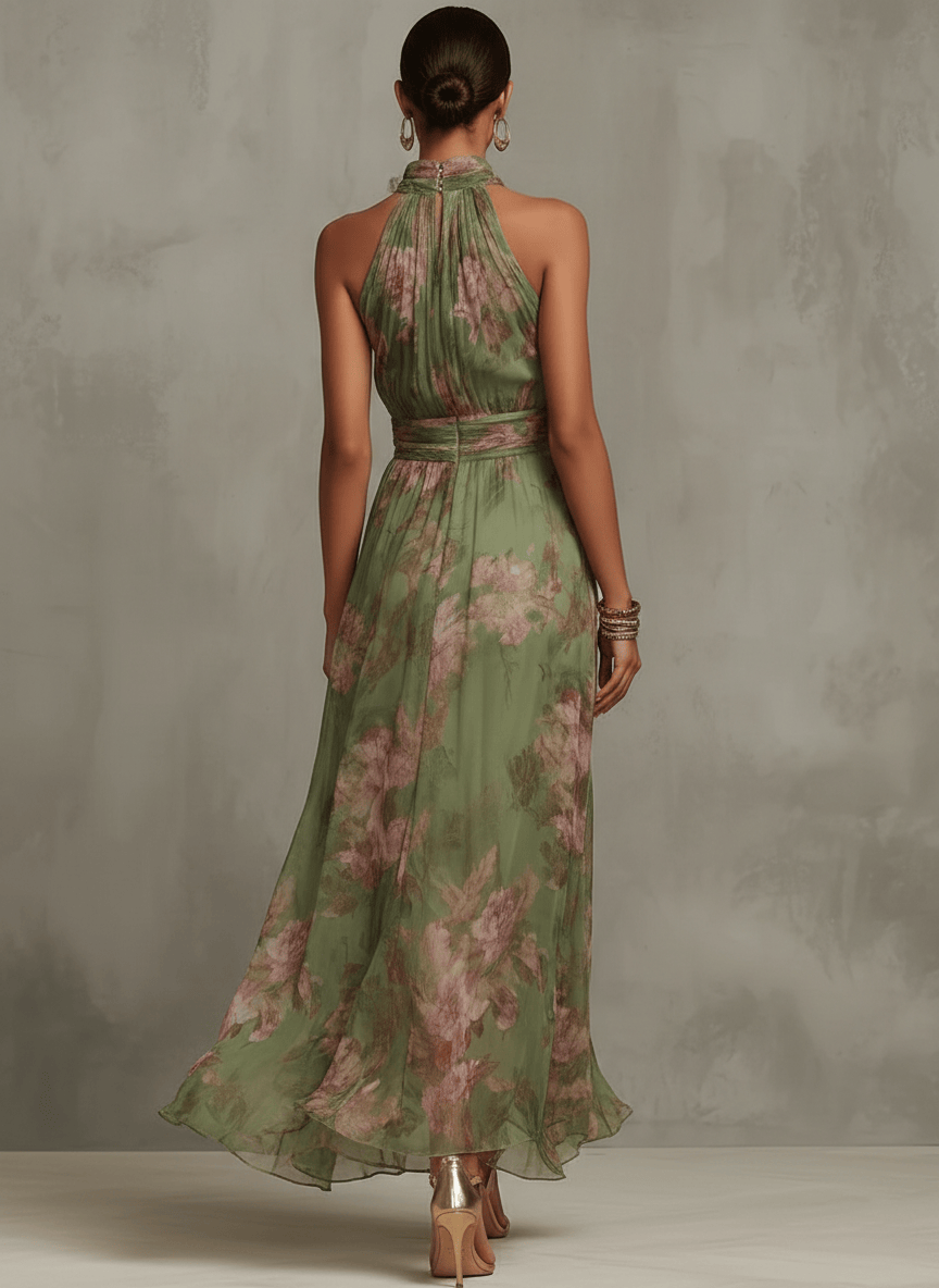 Livia - Abito Maxi Halter Floreale