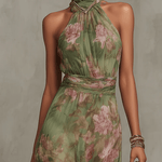 Livia - Abito Maxi Halter Floreale