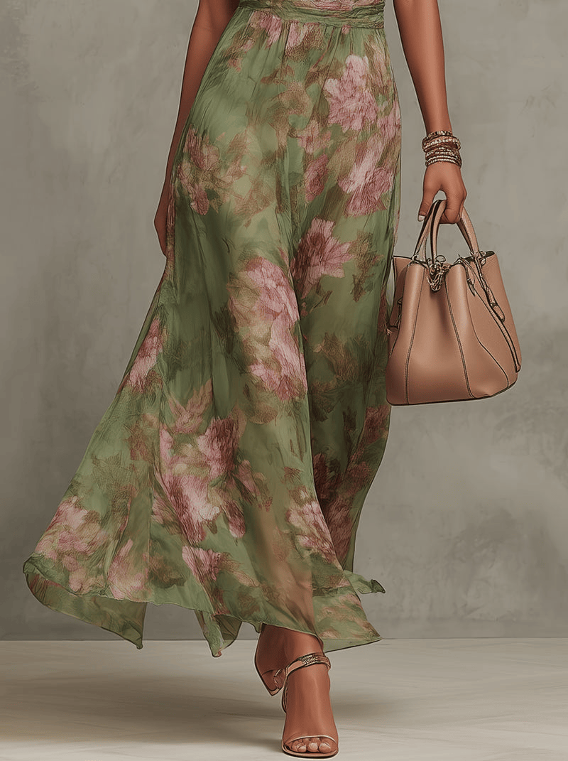 Livia - Abito Maxi Halter Floreale