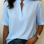 Margaux | Chic V-Neck Blouse with Gold Detail