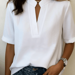 Margaux | Chic V-Neck Blouse with Gold Detail